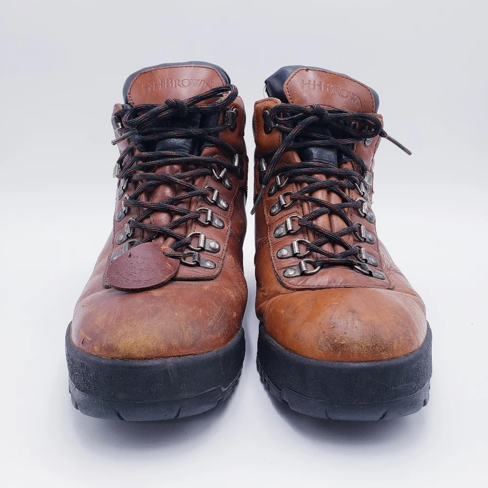 Vintage 90s Brown Brown Leather Waterproof Gore Tex Hiking Boots‎ Mens Size 9.5